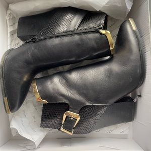 ALDO Booties with Gold Accents/Faux Snakeskin